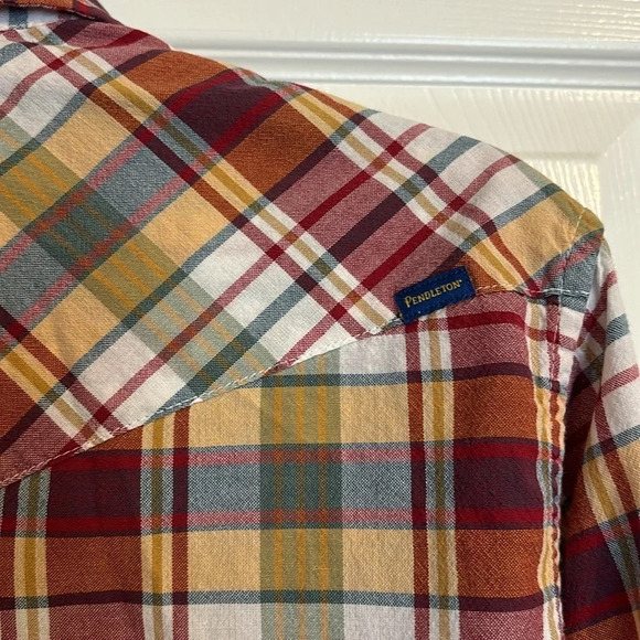 Pendleton Madras men’s plaid pearl snap western shirt size medium - Picture 7 of 11